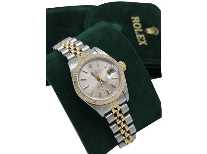 ROLEX OYSTER PERPETUAL DATEJUST LADY Silvery Golden Steel Yellow gold  ref.106427