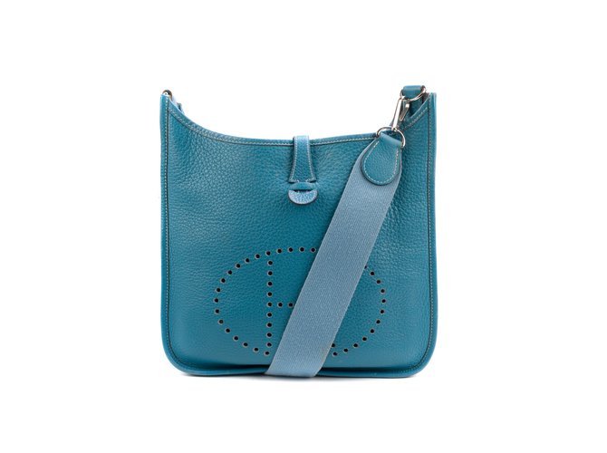 Hermès Evelyne bag in blue clemency taurillon in very good condition! Leather  ref.106464