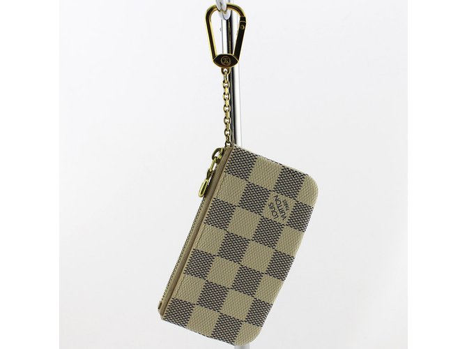 Louis Vuitton Key / Wallet Pouch Grey Leather  ref.106489
