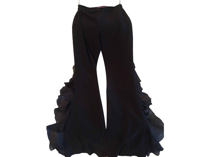 Ralph Lauren Pantalons, leggings Soie Noir  ref.106495
