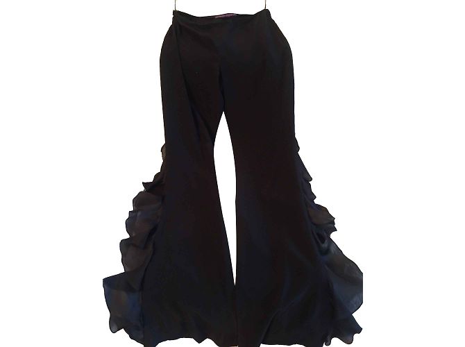 Ralph Lauren Seidenhose mit Rüschen Schwarz