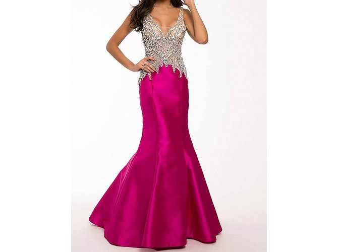 Autre Marque JOVANI - Royal Mermaid Abendkleid 99326 Größe 34 / 4 Pink Polyester  ref.106516