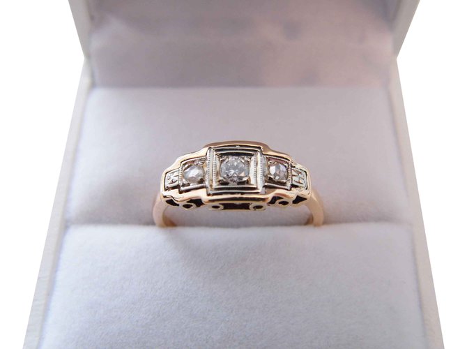 Autre Marque anillo de oro rosa viejo 18k diamantes  ref.106522