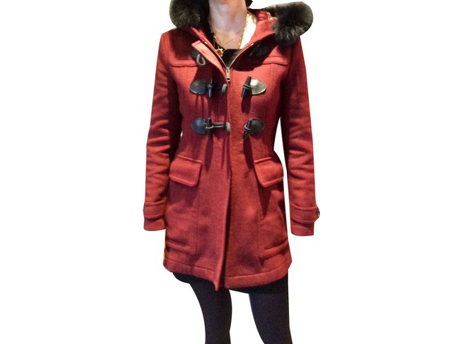 Burberry Coats, Outerwear Dark red Wool  ref.106576