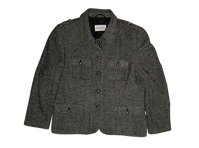 Basler Blazer Jacket Black White Dark Grey Silk Wool Mix