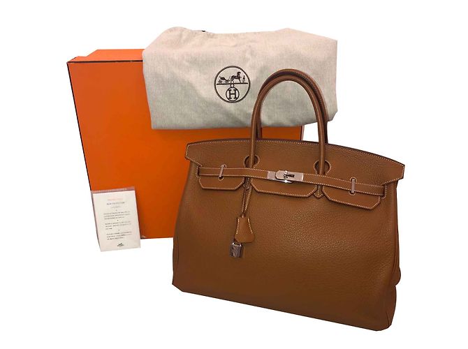 Bolsa Hermès Birkin 40 em couro Clemence Caramelo