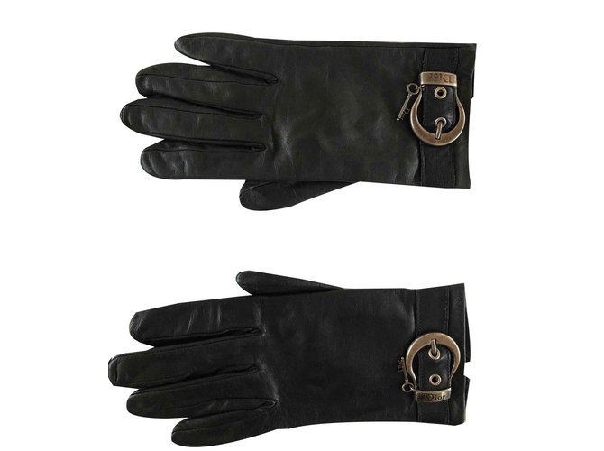 Dior Handschuhe Schwarz Leder  ref.106700