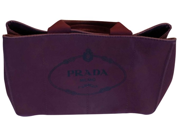 Prada Bolsos de mano Burdeos Lienzo  ref.106763