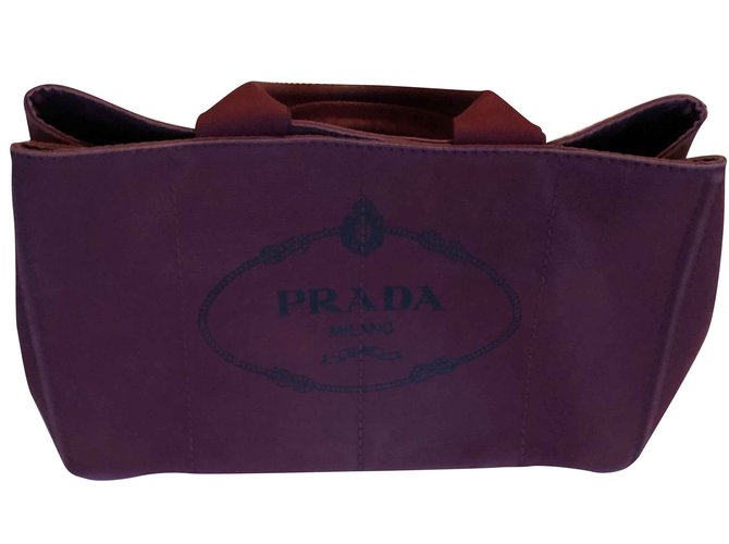 Prada Handtaschen Bordeaux Leinwand  ref.106763