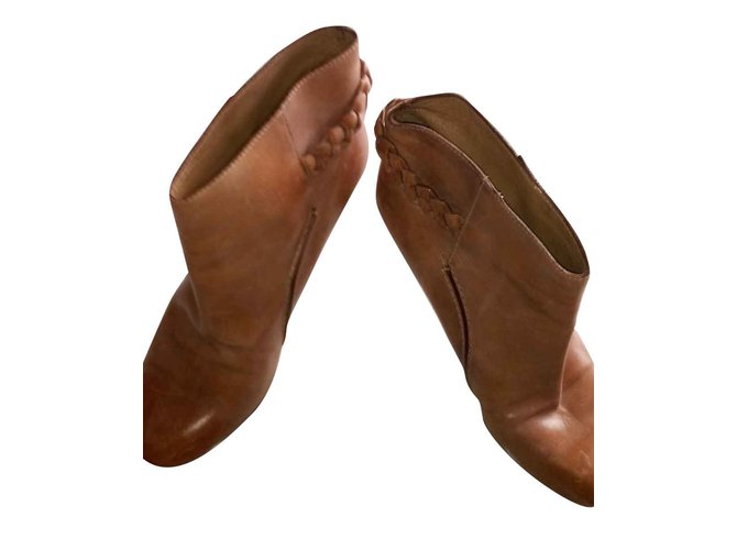 Sublime pair of camel low boots Chloé Light brown Leather  ref.106813