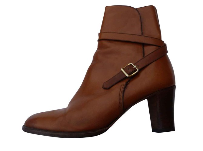 Hermès Ankle Boots Caramel Leather  ref.106824