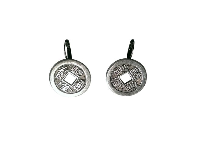 Gas Earrings Silvery Metal  ref.106856