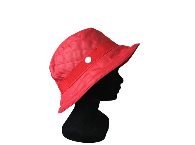 Hermès sombrero pkuie Roja Poliéster  ref.106860