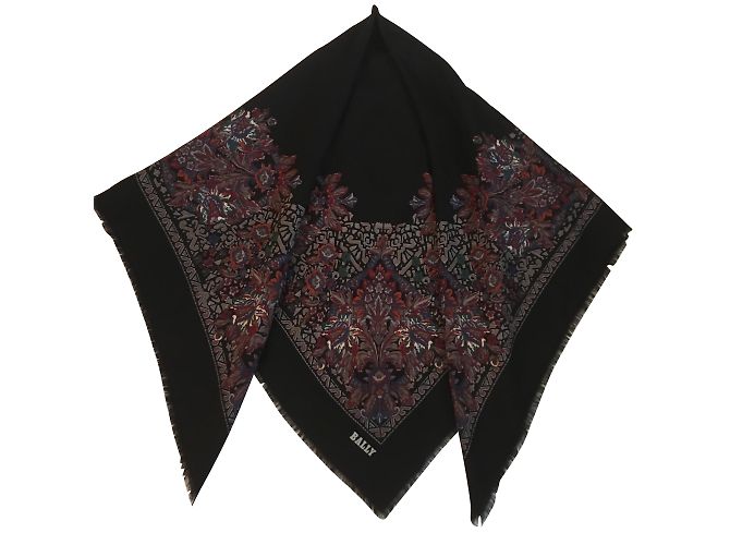 Sciarpa Bally in lana nera multicolore Nero 