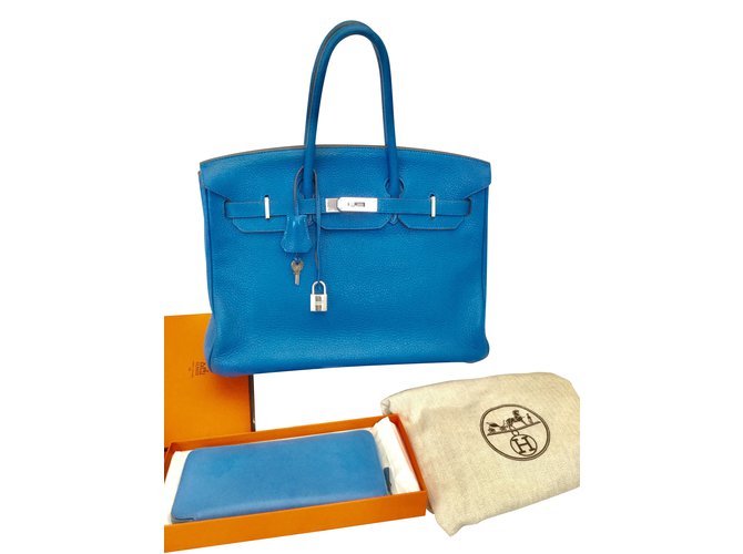 Hermès Birkin Azul Couro  ref.106884