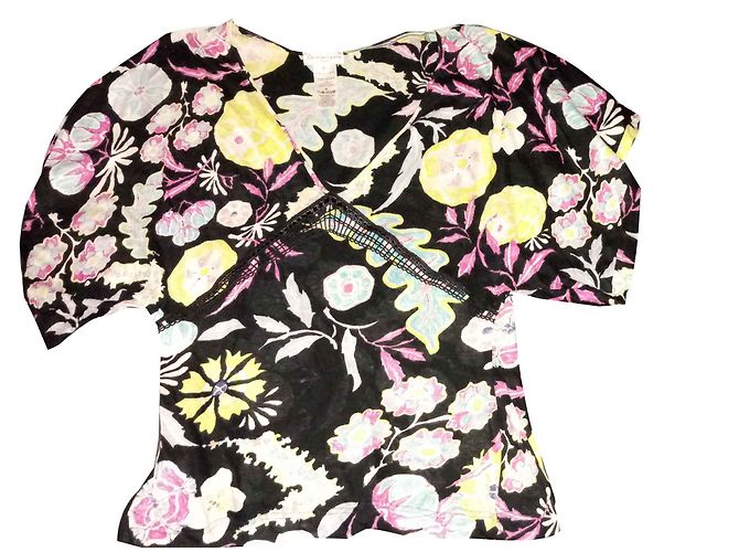 Top Christian Lacroix Negro Rosa Amarillo