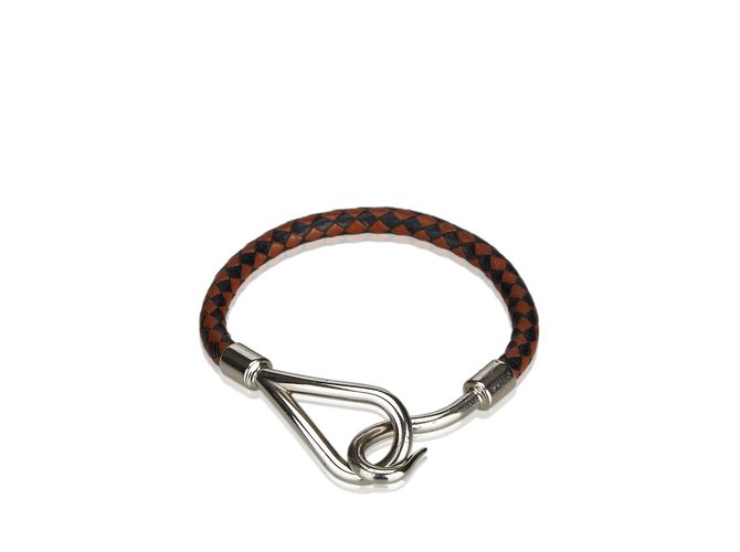 Hermès Jumbo Bracelet Brown Black Leather Metal  ref.107000