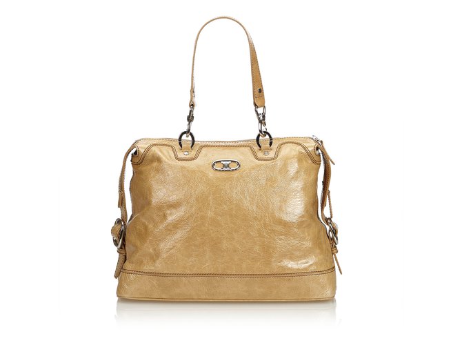 Céline Patent Leather Handbag Brown Khaki  ref.107002
