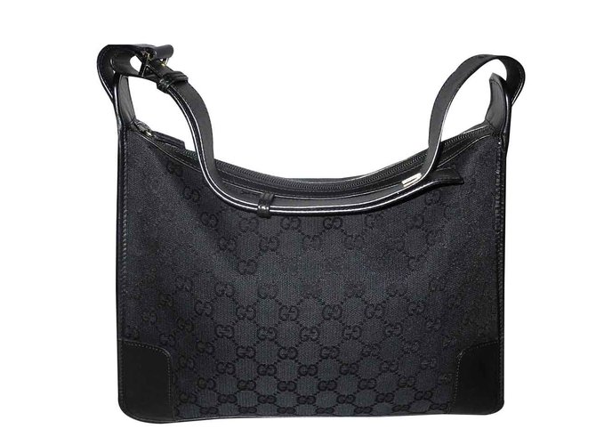 Gucci Handbags Black Leather Cloth  ref.107093