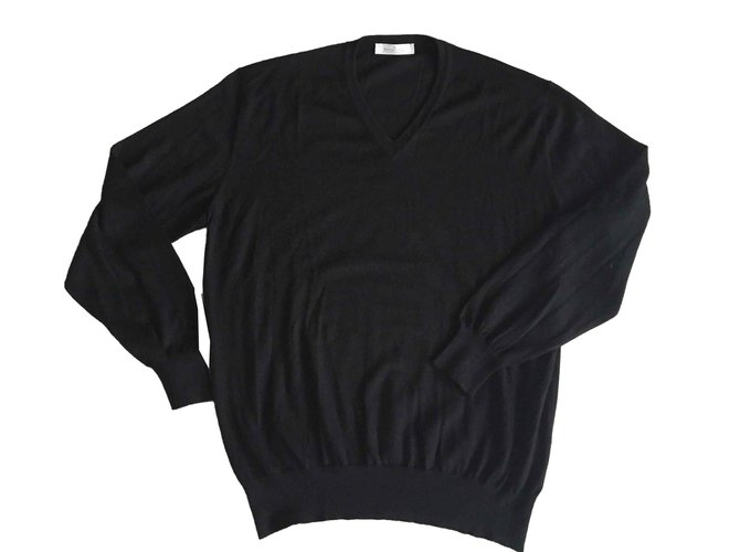 ERMENEGILDO ZEGNA Cashmere v-neck sweater in black TOP CONDITION!! Size M  ref.107110
