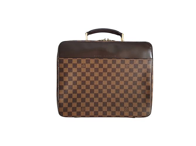 Pasta Louis Vuitton Marrom Escuro de Tecido Castanho escuro