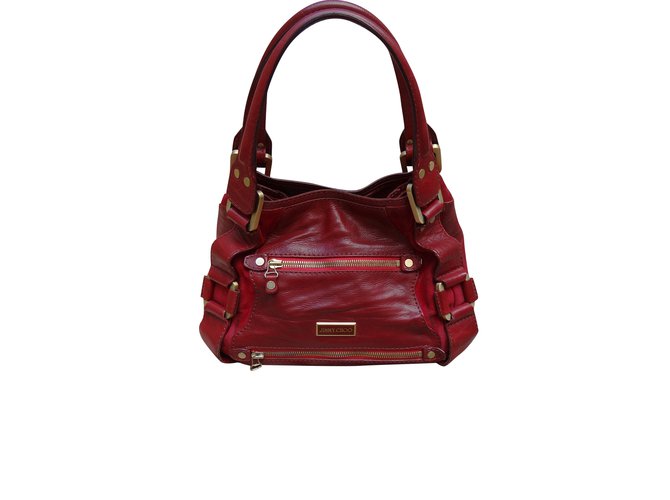 Jimmy Choo Handbags Dark red Leather Deerskin  ref.107159