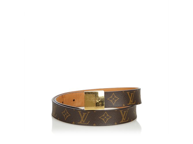 Louis Vuitton Monogram San Tulle Belt Brown Golden Cloth  ref.107181