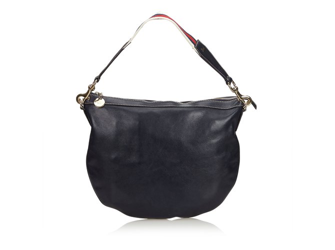 Gucci Leather Web Strap Handbag Blue Navy blue  ref.107196
