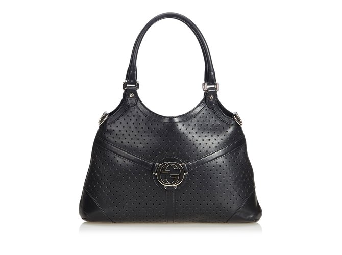 Gucci lined G Leather Tote Bag Black  ref.107241