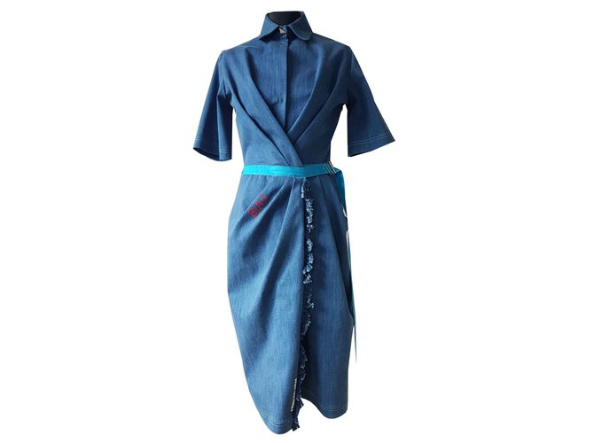 Vionnet Robes Coton Elasthane Bleu  ref.107292