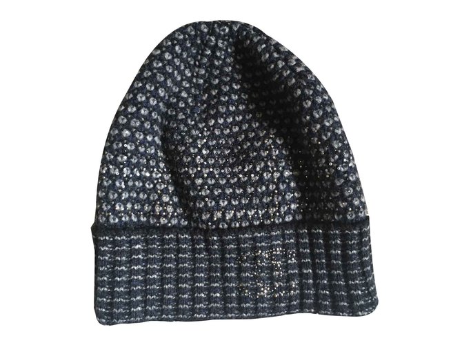 Chanel Hüte Blau Grau Wolle  ref.107316