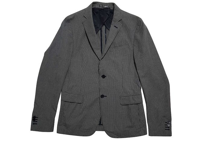 Daniele Alessandrini Gingham Baumwollblazer Blau Weiß