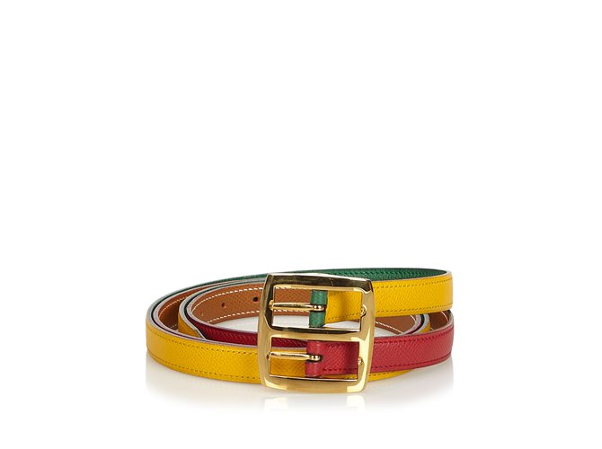 Hermès Cintura di pelle Rosso Giallo Metallo  ref.107364