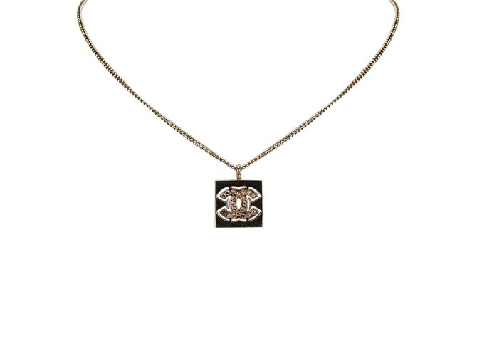 Chanel Cambon Ligne Pendant Necklace Pink Golden Metal  ref.107397