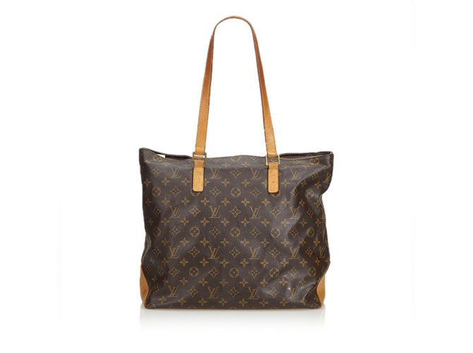 Louis Vuitton Monogram Cabas Mezzo Brown Leather Cloth  ref.107426