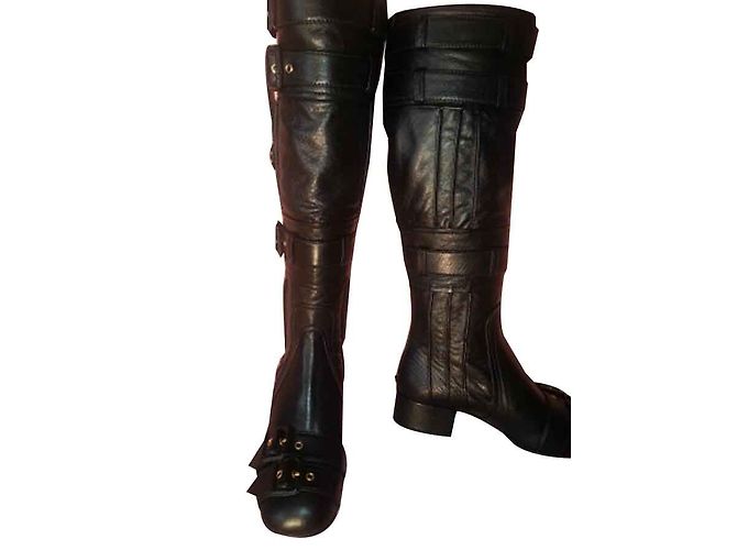 PRADA "Capra Old" botas de cano alto, cor preta Preto