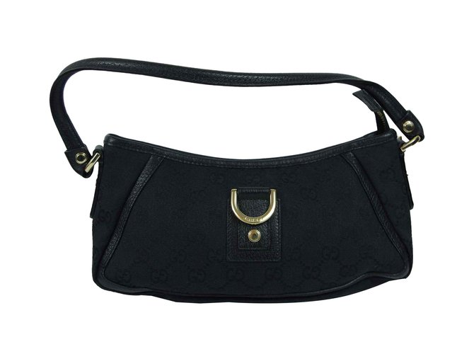 Gucci Evening Handbag Black Leather Cloth  ref.107508