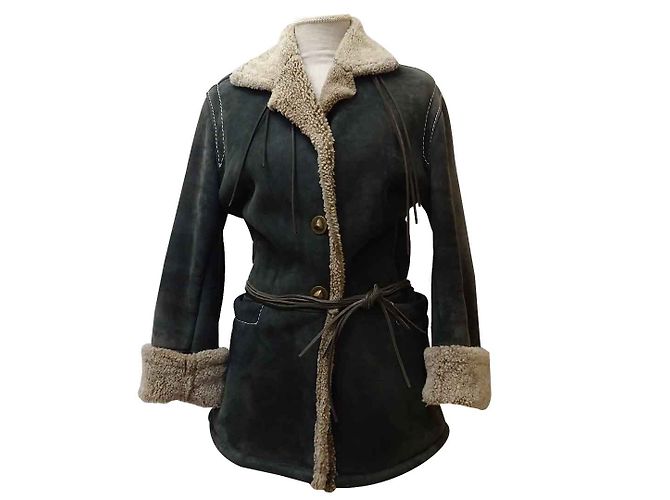 Autre Marque Giacca in pelle di agnello blu scuro