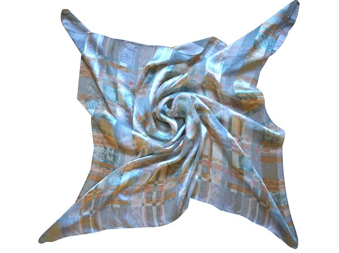 Pañuelo cuadrado de seda Balenciaga azul y naranja Multicolor Azul claro