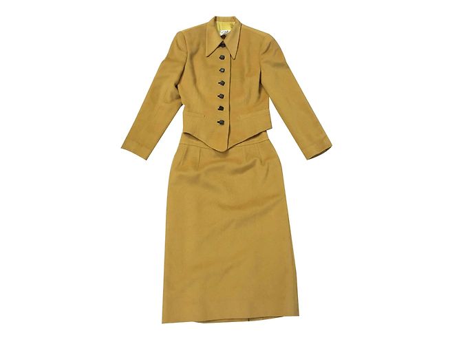 Traje de Falda Hermès Lana Mostaza Talla 42
