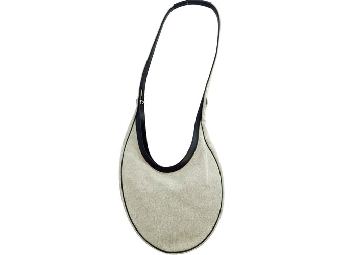 Hermès Vintage Shoulder Bag Cinza Lona  ref.107619