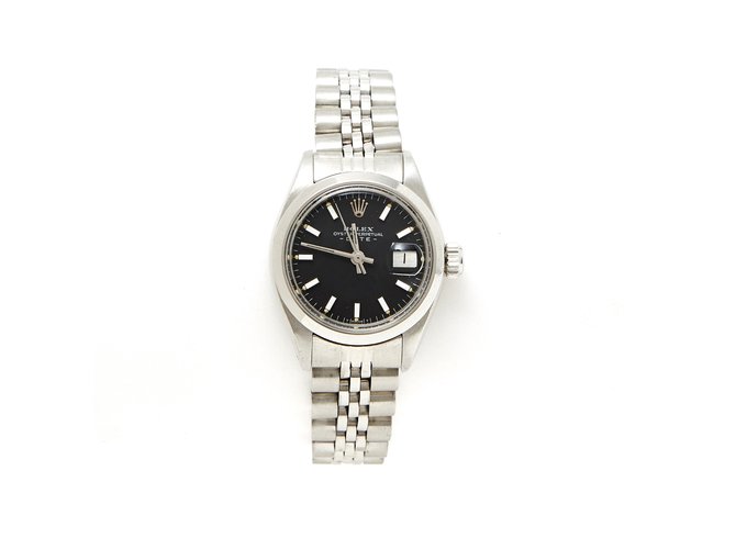 Rolex OYSTER PERPETUAL DATE LADY Nero Argento Acciaio  ref.107640