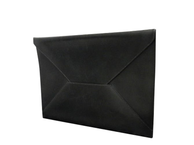 Hermès Enveloppe Chevrolet Black Leather  ref.107643