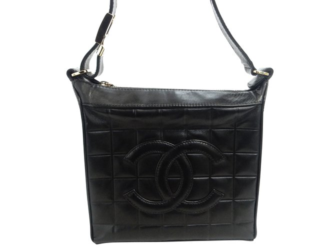 Bolso Chanel Vintage Negro Cuero  ref.107648
