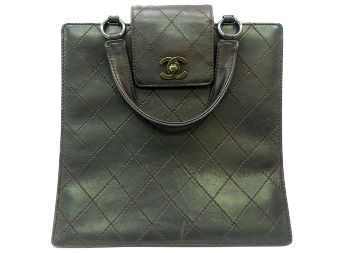 Chanel Vintage Handtasche Braun Leder  ref.107696