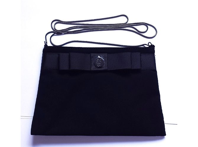 Autre Marque Pochette da sera in nubuck nero con tracolla