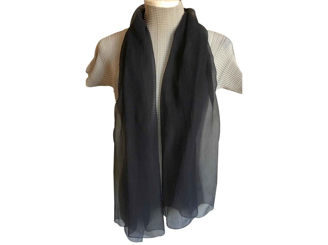 Autre Marque black chiffon scarf Silk  ref.107735