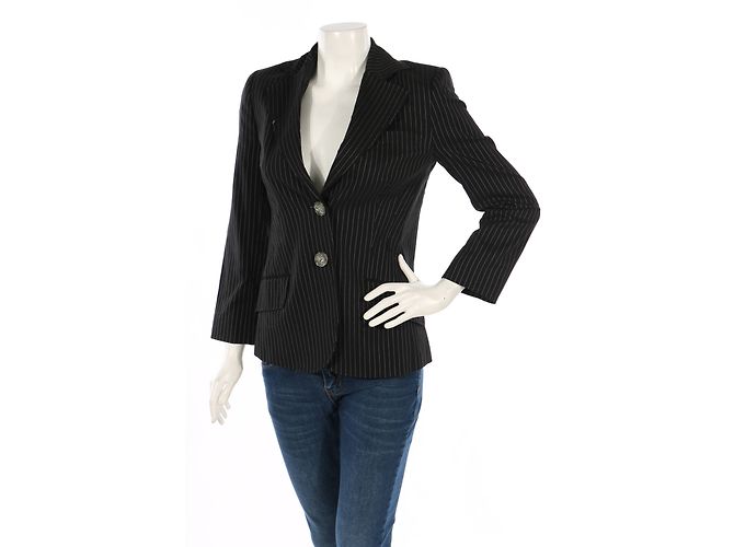 Blazer de rayas Aigner negro algodón viscosa M
