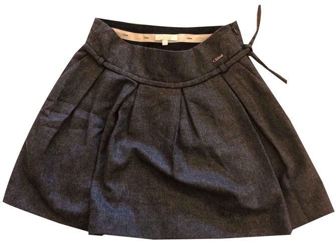 Chloé Dark grey skirt Laine Gris anthracite  ref.107753