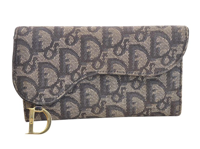 Dior trifold wallet Blue Cloth  ref.107760